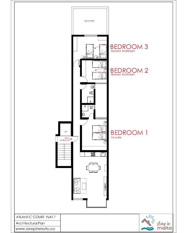 F7 Room 2, Private Bedroom Two Single Beds Shared Bathroom In Shared Flat Msida Eksteriør bilde